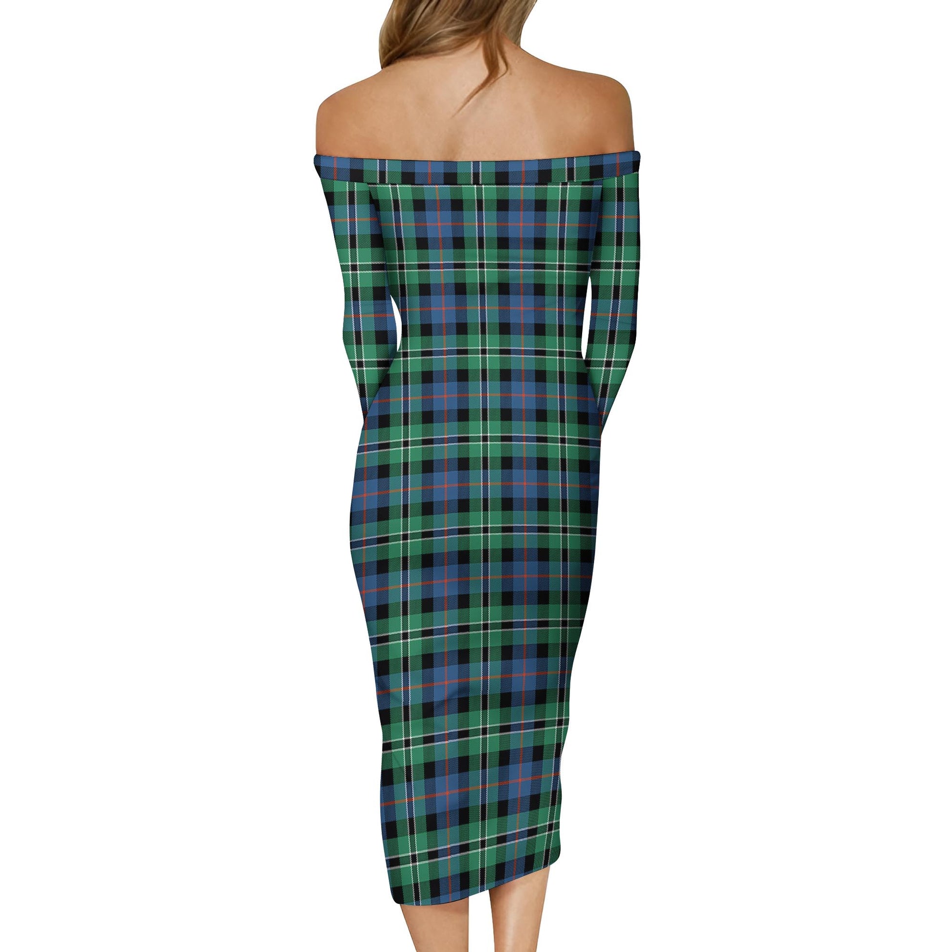 Rose Hunting Ancient Tartan Off Shoulder Lady Dress - Tartanvibesclothing