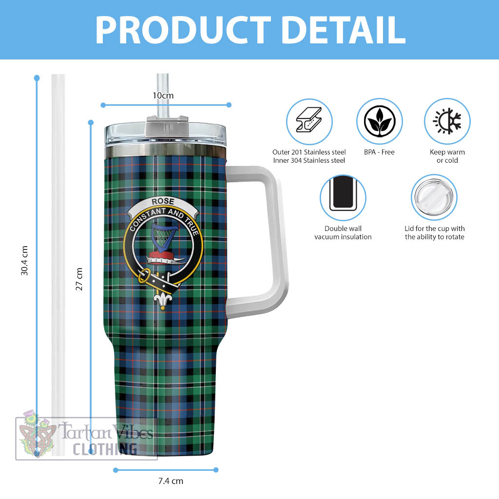 Tartan Vibes Clothing Rose Hunting Ancient Tartan and Family Crest Tumbler with Handle