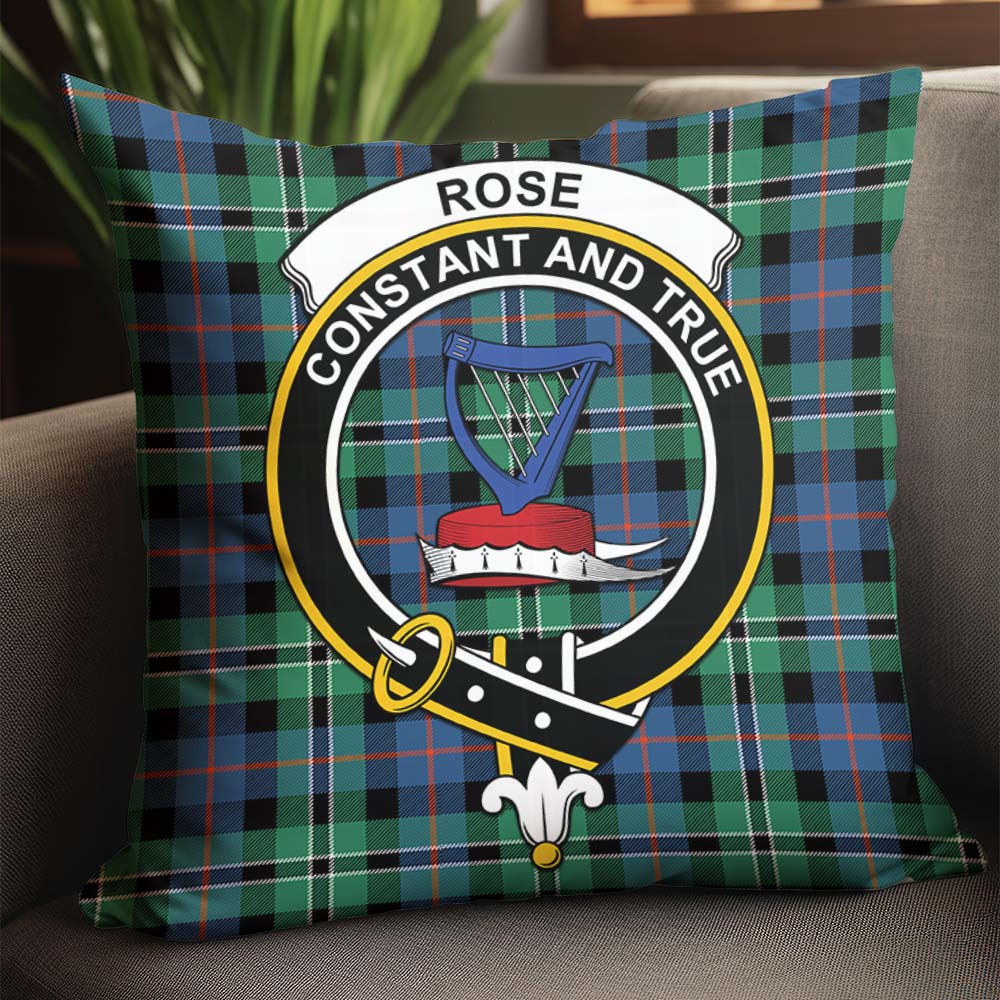 Rose Hunting Ancient Tartan Pillow Cover with Family Crest - Tartanvibesclothing