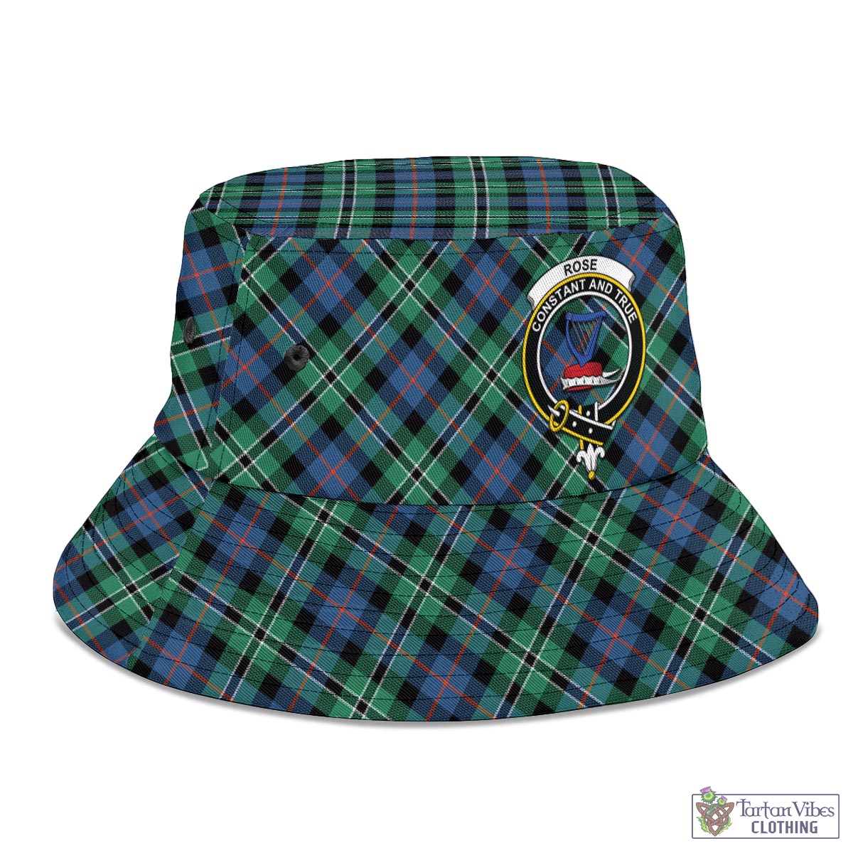 Tartan Vibes Clothing Rose Hunting Ancient Tartan Bucket Hat with Family Crest