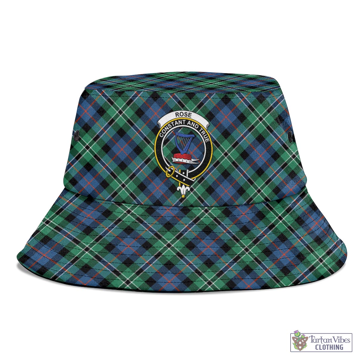 Tartan Vibes Clothing Rose Hunting Ancient Tartan Bucket Hat with Family Crest