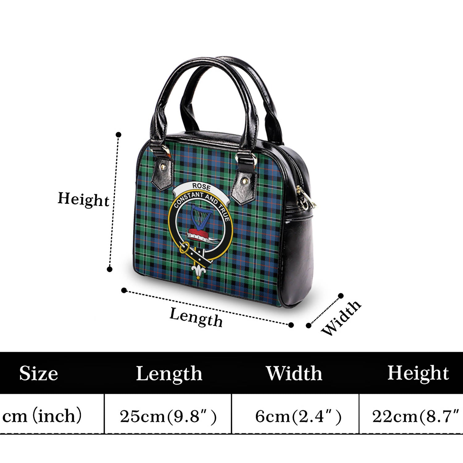 Rose Hunting Ancient Tartan Shoulder Handbags with Family Crest - Tartanvibesclothing