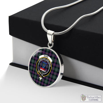 Rose Hunting Modern Tartan Circle Necklace with Family Crest