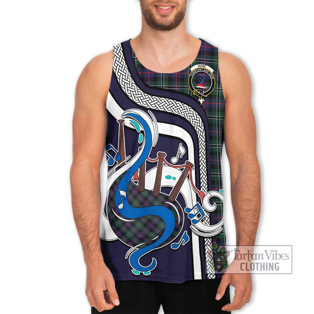 Rose Hunting Modern Tartan Men's Tank Top with Epic Bagpipe Style Men - Tartanvibesclothing Shop