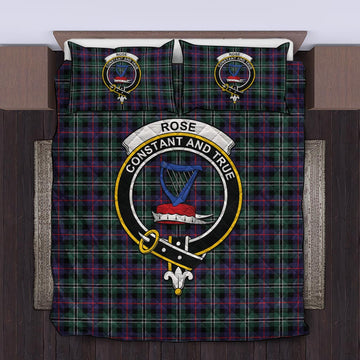 Rose Hunting Modern Tartan Quilt Bed Set with Family Crest