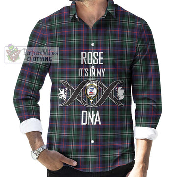 Rose Hunting Modern Tartan Long Sleeve Button Shirt with Family Crest DNA In Me Style