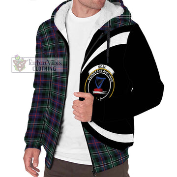 Rose Hunting Modern Tartan Sherpa Hoodie with Family Crest Circle Style