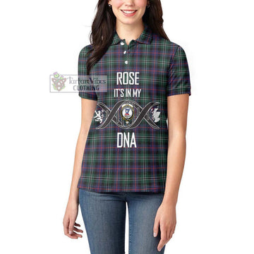 Rose Hunting Modern Tartan Women's Polo Shirt with Family Crest DNA In Me Style