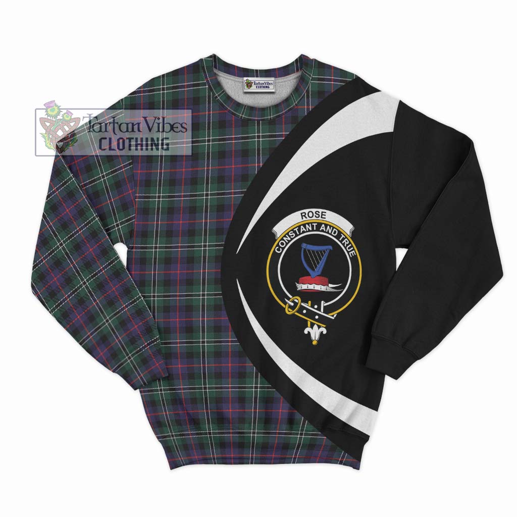 Rose Hunting Modern Tartan Sweatshirt with Family Crest Circle Style Unisex - Tartan Vibes Clothing