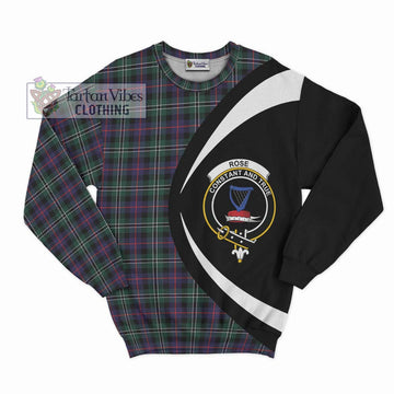 Rose Hunting Modern Tartan Sweatshirt with Family Crest Circle Style