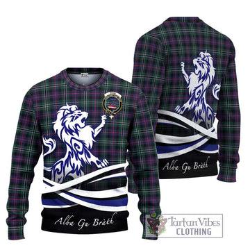 Rose Hunting Modern Tartan Ugly Sweater with Alba Gu Brath Regal Lion Emblem