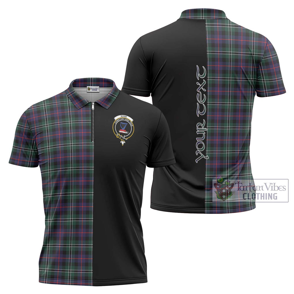 Rose Hunting Modern Tartan Zipper Polo Shirt with Family Crest and Half Of Me Style Unisex - Tartanvibesclothing Shop