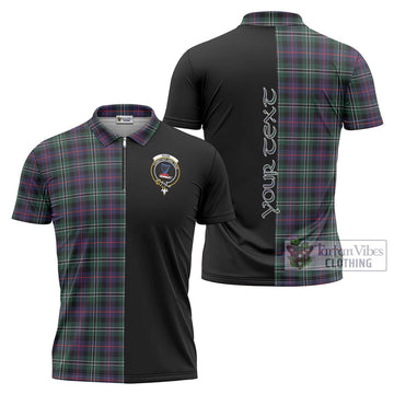 Rose Hunting Modern Tartan Zipper Polo Shirt with Family Crest and Half Of Me Style