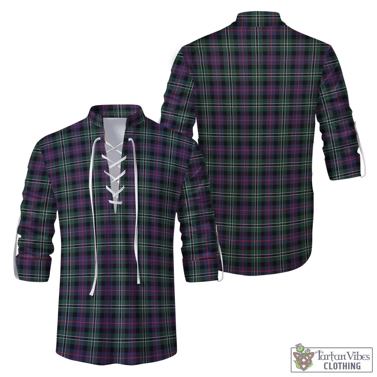 Tartan Vibes Clothing Rose Hunting Modern Tartan Men's Scottish Traditional Jacobite Ghillie Kilt Shirt