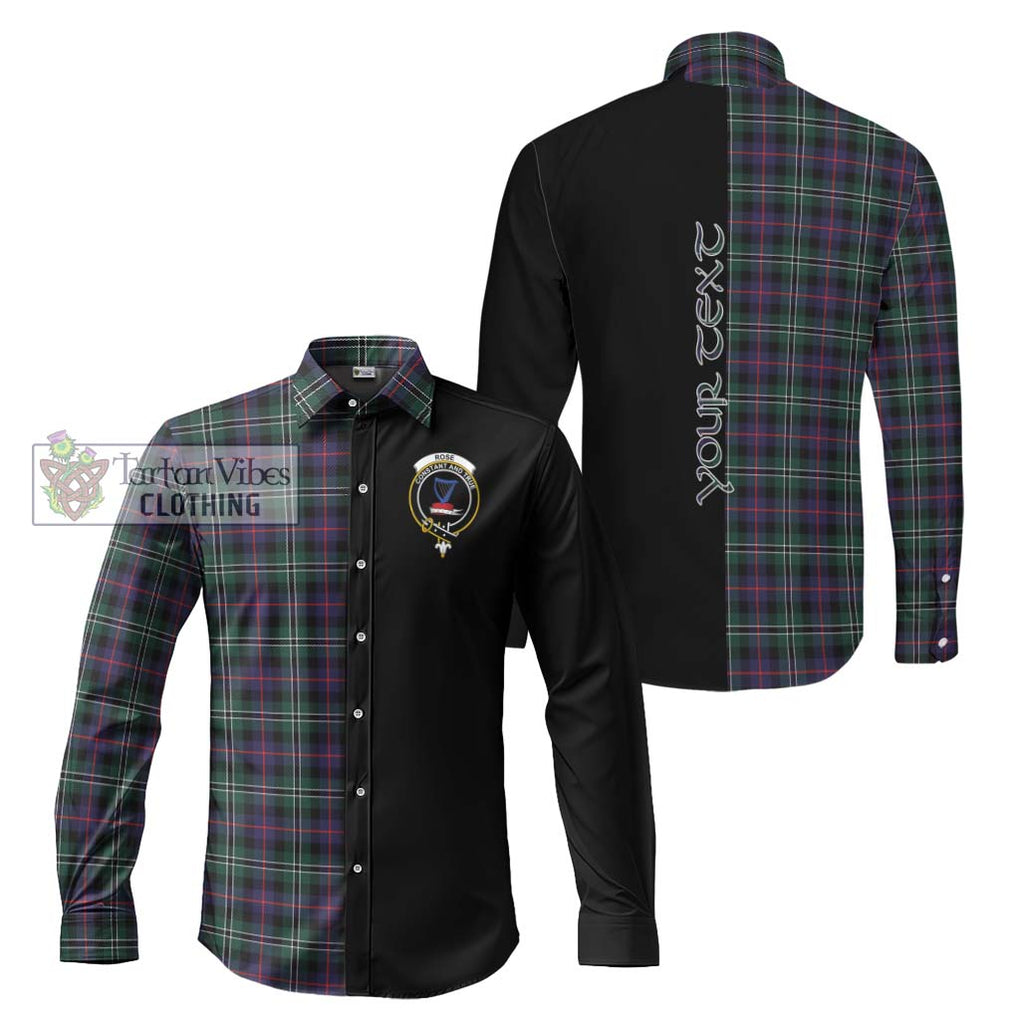 Rose Hunting Modern Tartan Long Sleeve Button Shirt with Family Crest and Half Of Me Style Men's Shirt S - Tartanvibesclothing Shop