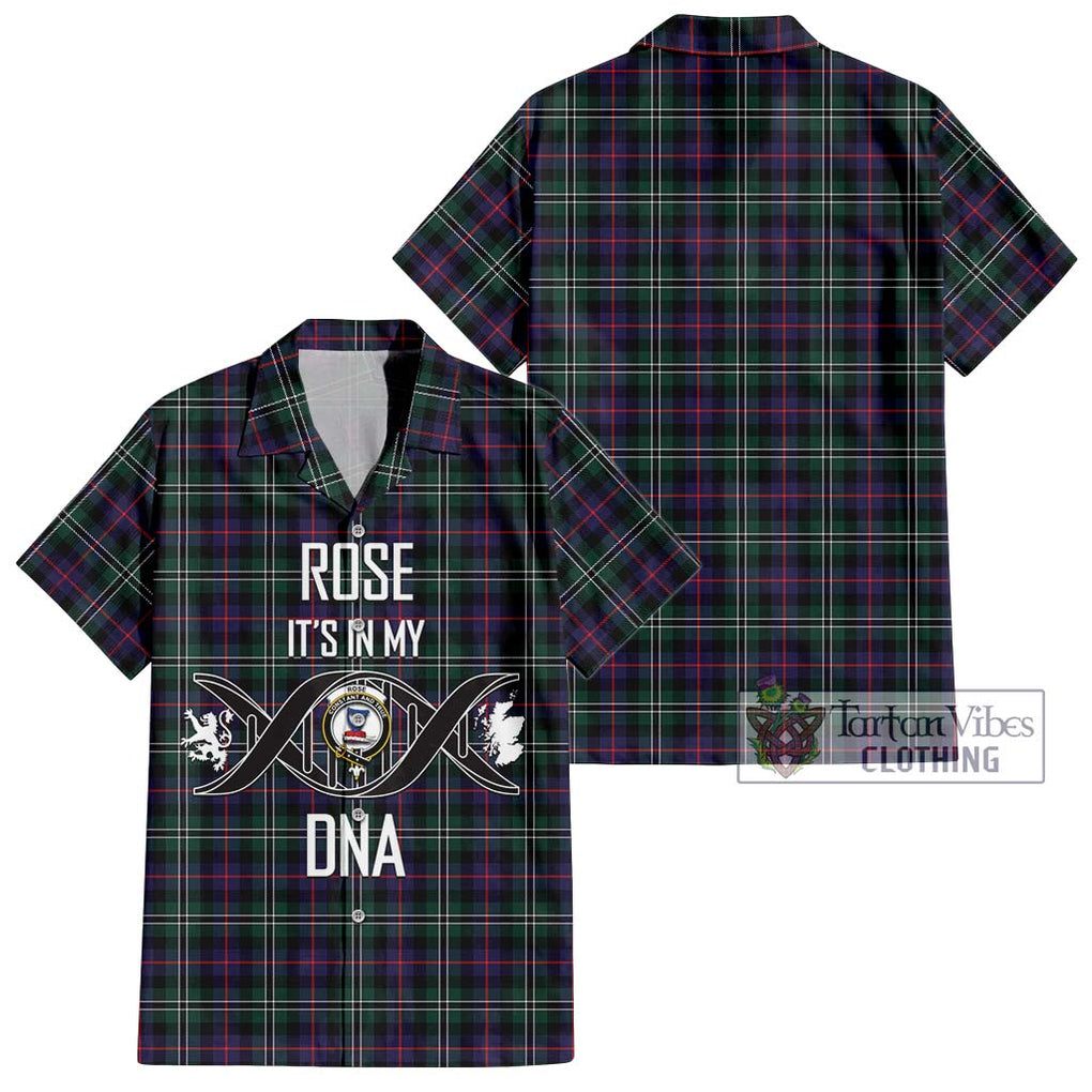 Rose Hunting Modern Tartan Short Sleeve Button Shirt with Family Crest DNA In Me Style Kid - Tartanvibesclothing Shop