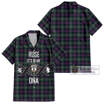 Rose Hunting Modern Tartan Short Sleeve Button Shirt with Family Crest DNA In Me Style