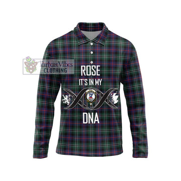 Rose Hunting Modern Tartan Long Sleeve Polo Shirt with Family Crest DNA In Me Style