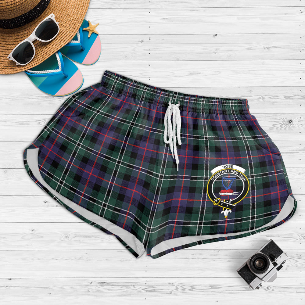 rose-hunting-modern-tartan-womens-shorts-with-family-crest