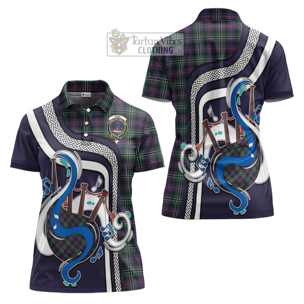 Rose Hunting Modern Tartan Women's Polo Shirt with Epic Bagpipe Style Women - Tartanvibesclothing Shop