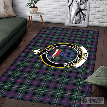 Rose Hunting Modern Tartan Area Rug with Family Crest
