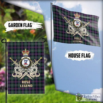 Rose Hunting Modern Tartan Flag with Clan Crest and the Golden Sword of Courageous Legacy