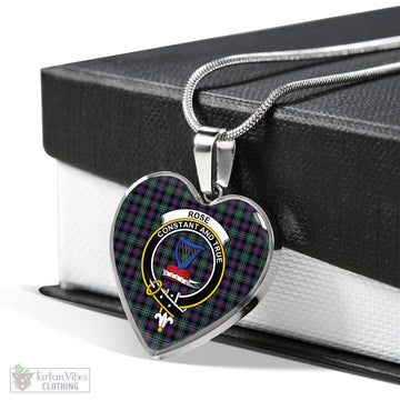 Rose Hunting Modern Tartan Heart Necklace with Family Crest