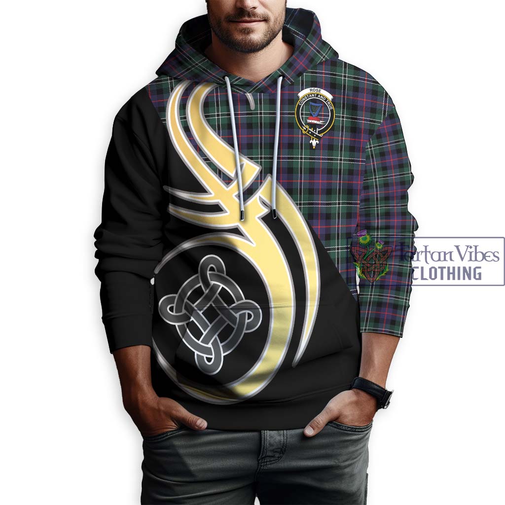 Rose Hunting Modern Tartan Hoodie with Family Crest and Celtic Symbol Style Zip Hoodie - Tartan Vibes Clothing