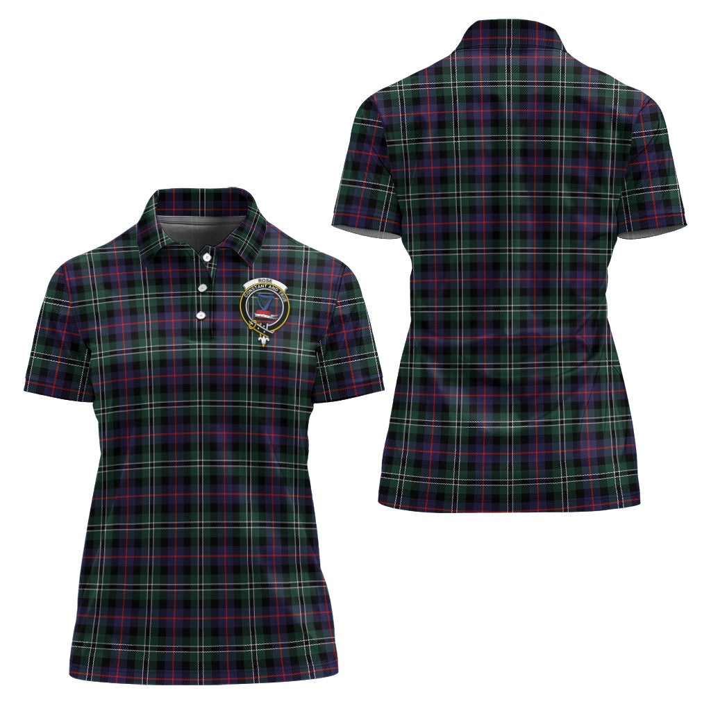 Rose Hunting Modern Tartan Polo Shirt with Family Crest For Women Women - Tartan Vibes Clothing