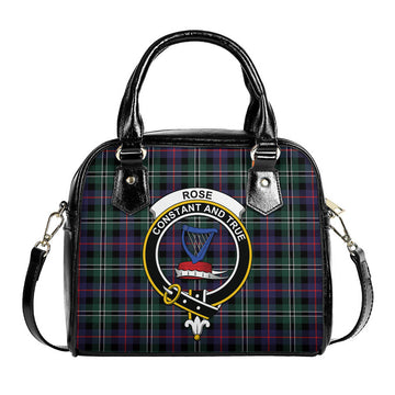 Rose Hunting Modern Tartan Shoulder Handbags with Family Crest