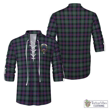 Rose Hunting Modern Tartan Men's Scottish Traditional Jacobite Ghillie Kilt Shirt with Family Crest