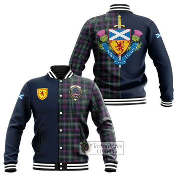 Rose Hunting Modern Tartan Baseball Jacket Alba with Scottish Lion Royal Arm Half Style