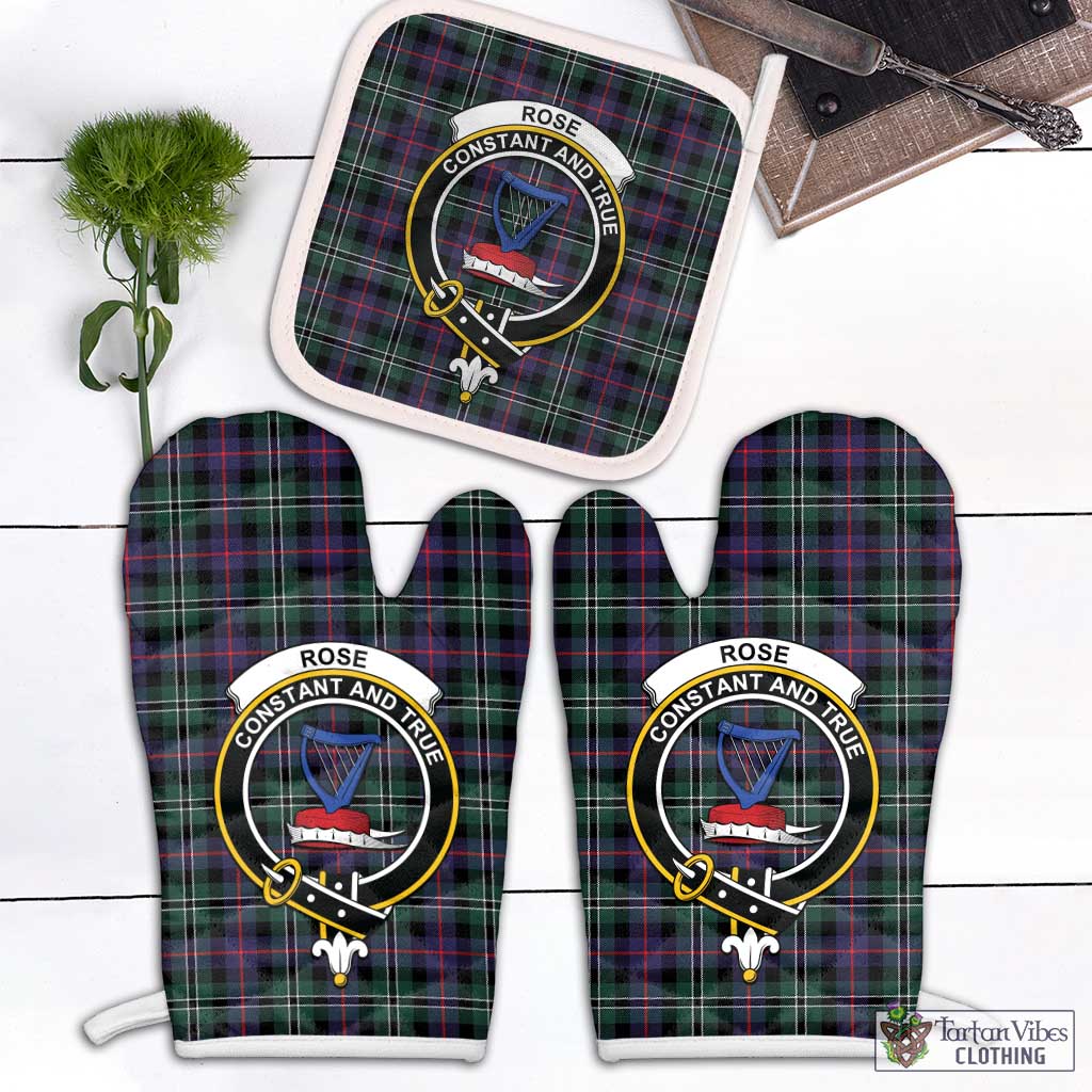 Tartan Vibes Clothing Rose Hunting Modern Tartan Combo Oven Mitt & Pot-Holder with Family Crest