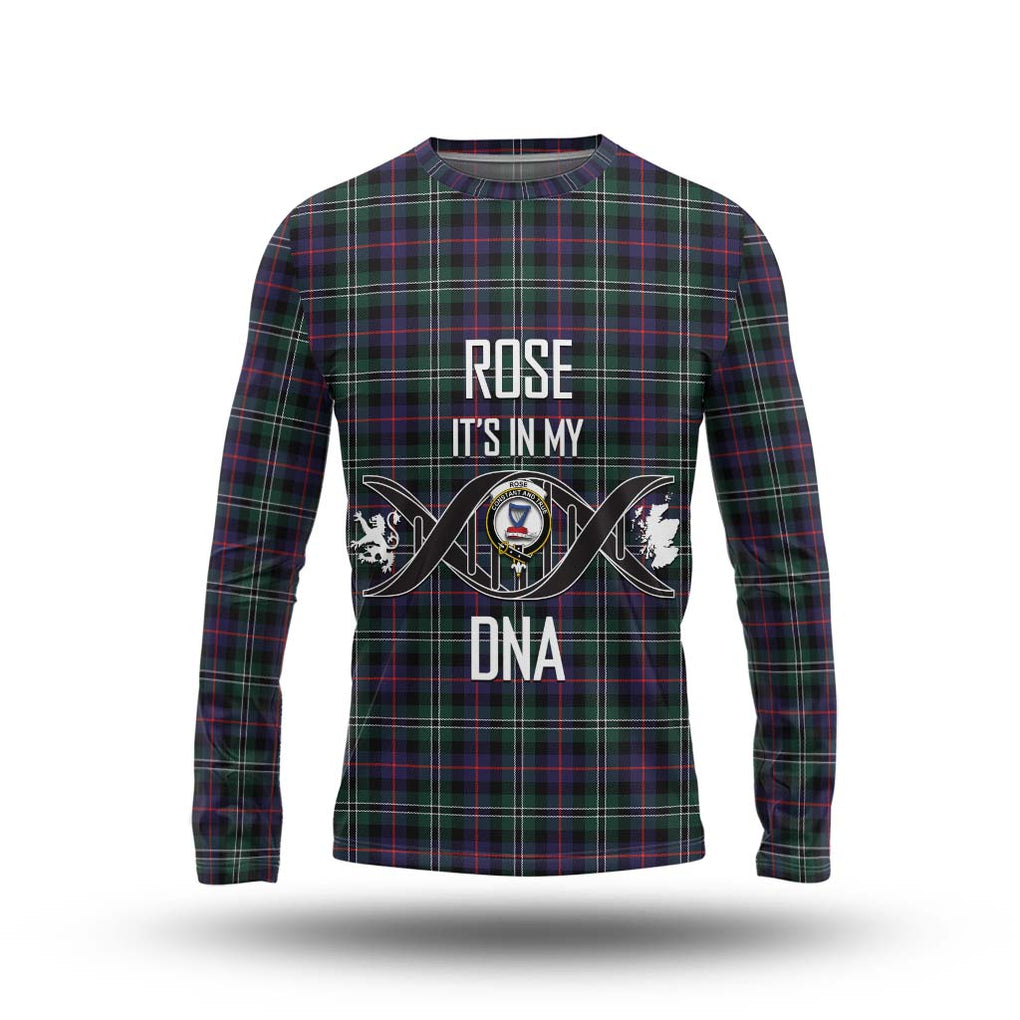 Rose Hunting Modern Tartan Long Sleeve T-Shirt with Family Crest DNA In Me Style Unisex - Tartanvibesclothing Shop