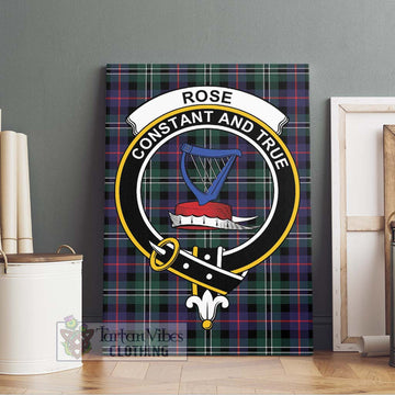 Rose Hunting Modern Tartan Canvas Print Wall Art with Family Crest