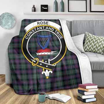 Rose Hunting Modern Tartan Blanket with Family Crest