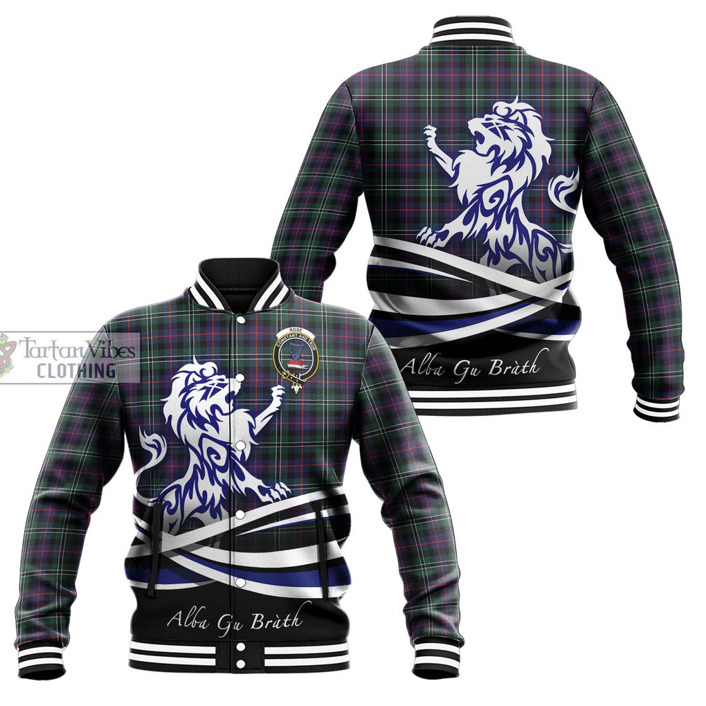 Rose Hunting Modern Tartan Baseball Jacket with Alba Gu Brath Regal Lion Emblem Unisex - Tartanvibesclothing Shop