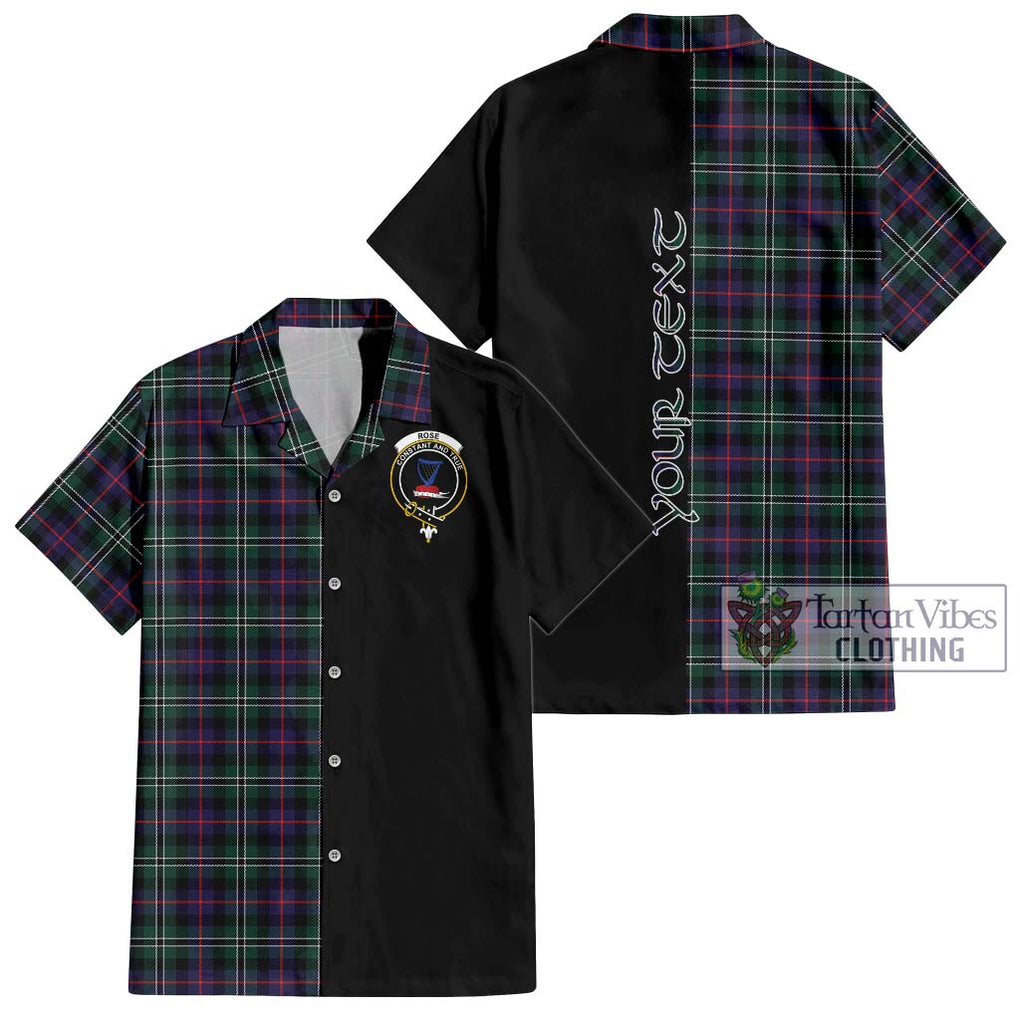 Rose Hunting Modern Tartan Short Sleeve Button Shirt with Family Crest and Half Of Me Style Kid - Tartanvibesclothing Shop