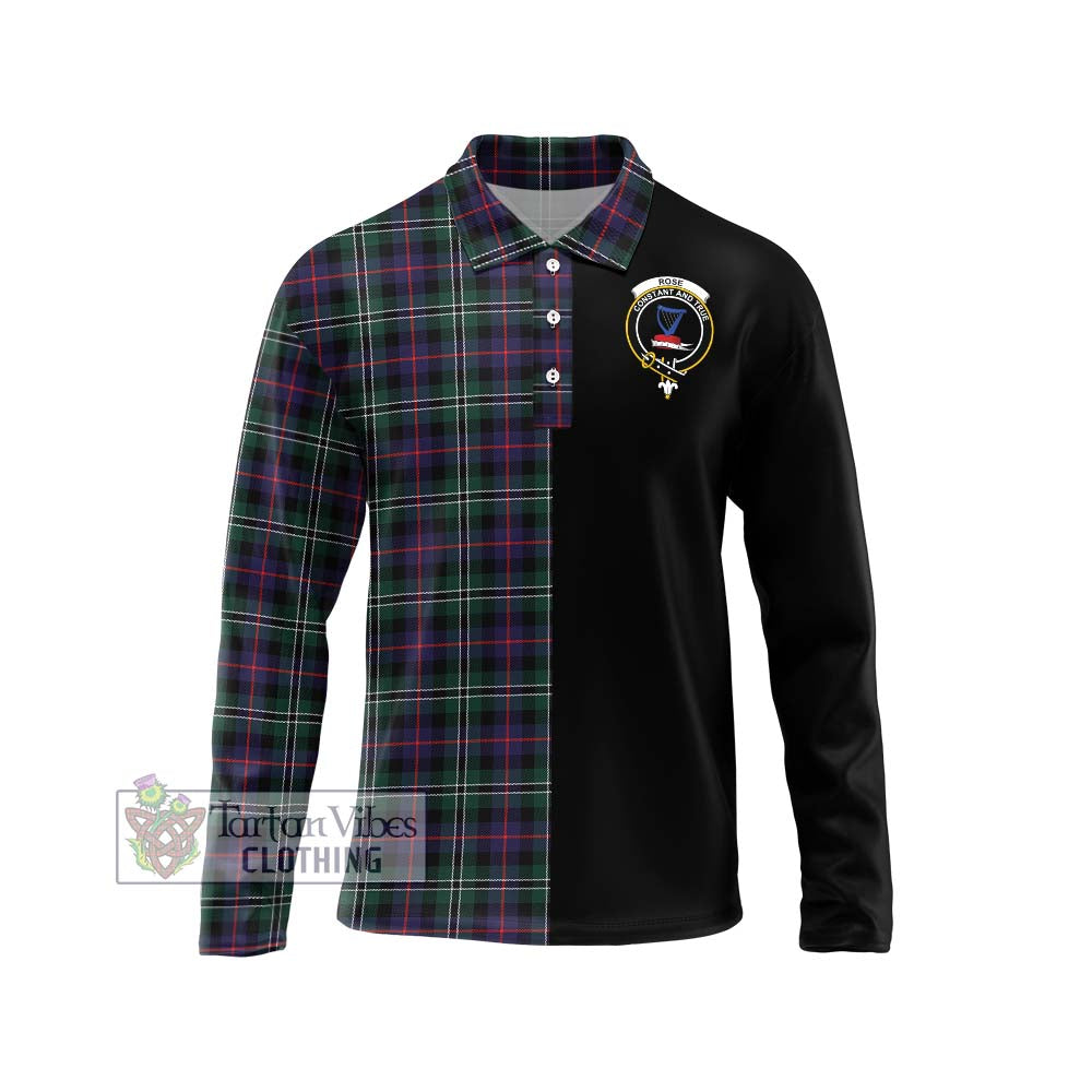 Rose Hunting Modern Tartan Long Sleeve Polo Shirt with Family Crest and Half Of Me Style Unisex - Tartanvibesclothing Shop