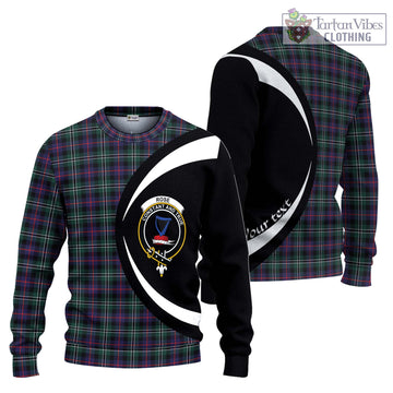 Rose Hunting Modern Tartan Knitted Sweater with Family Crest Circle Style
