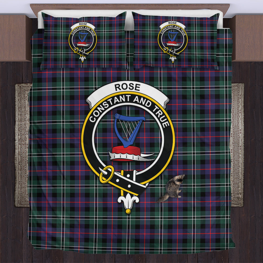 Rose Hunting Modern Tartan Bedding Set with Family Crest US Bedding Set - Tartan Vibes Clothing