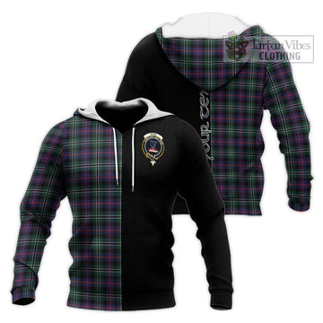 Rose Hunting Modern Tartan Knitted Hoodie with Family Crest and Half Of Me Style