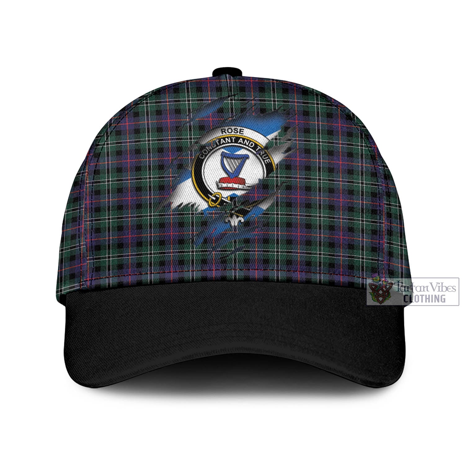 Tartan Vibes Clothing Rose Hunting Modern Tartan Classic Cap with Family Crest In Me Style