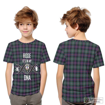 Rose Hunting Modern Tartan Kid T-Shirt with Family Crest DNA In Me Style