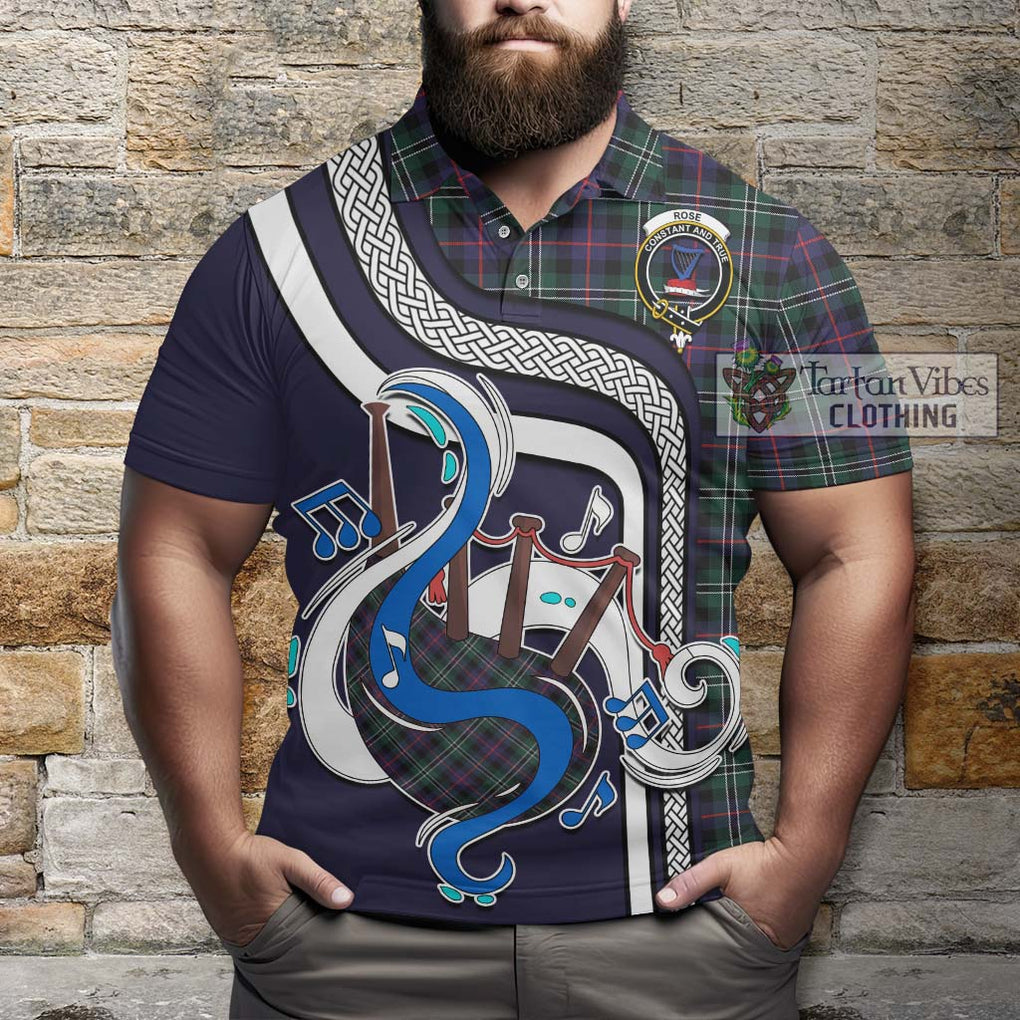 Tartan Vibes Clothing Rose Hunting Modern Tartan Polo Shirt with Epic Bagpipe Style