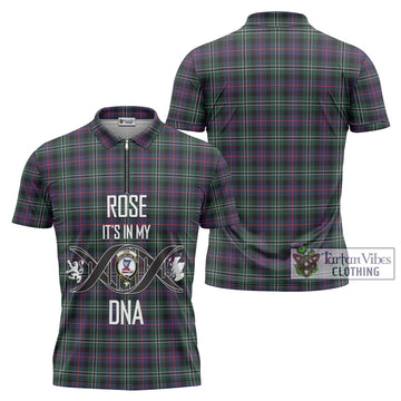 Rose Hunting Modern Tartan Zipper Polo Shirt with Family Crest DNA In Me Style