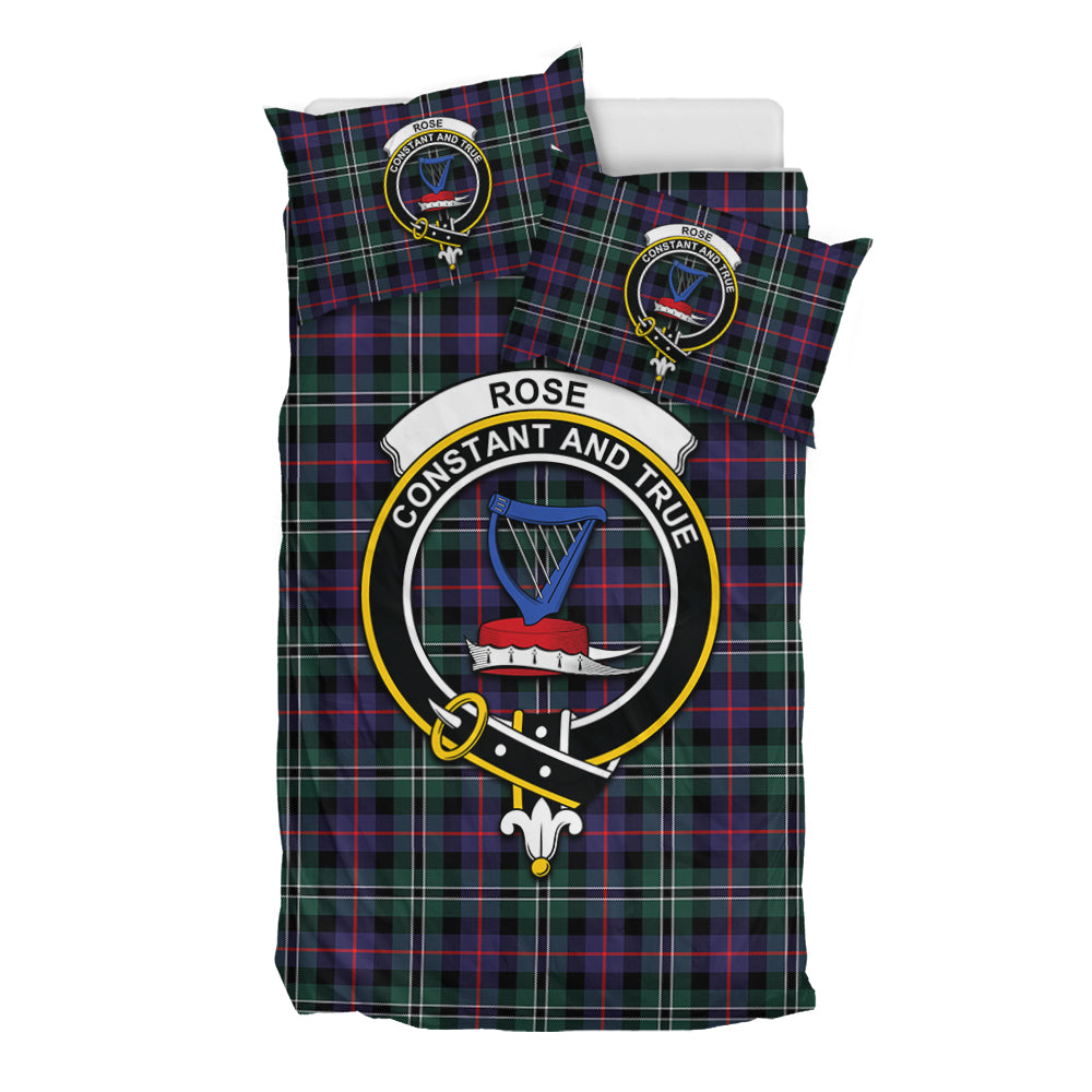 Rose Hunting Modern Tartan Bedding Set with Family Crest - Tartan Vibes Clothing