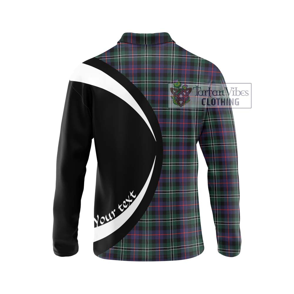 Rose Hunting Modern Tartan Long Sleeve Polo Shirt with Family Crest Circle Style - Tartan Vibes Clothing