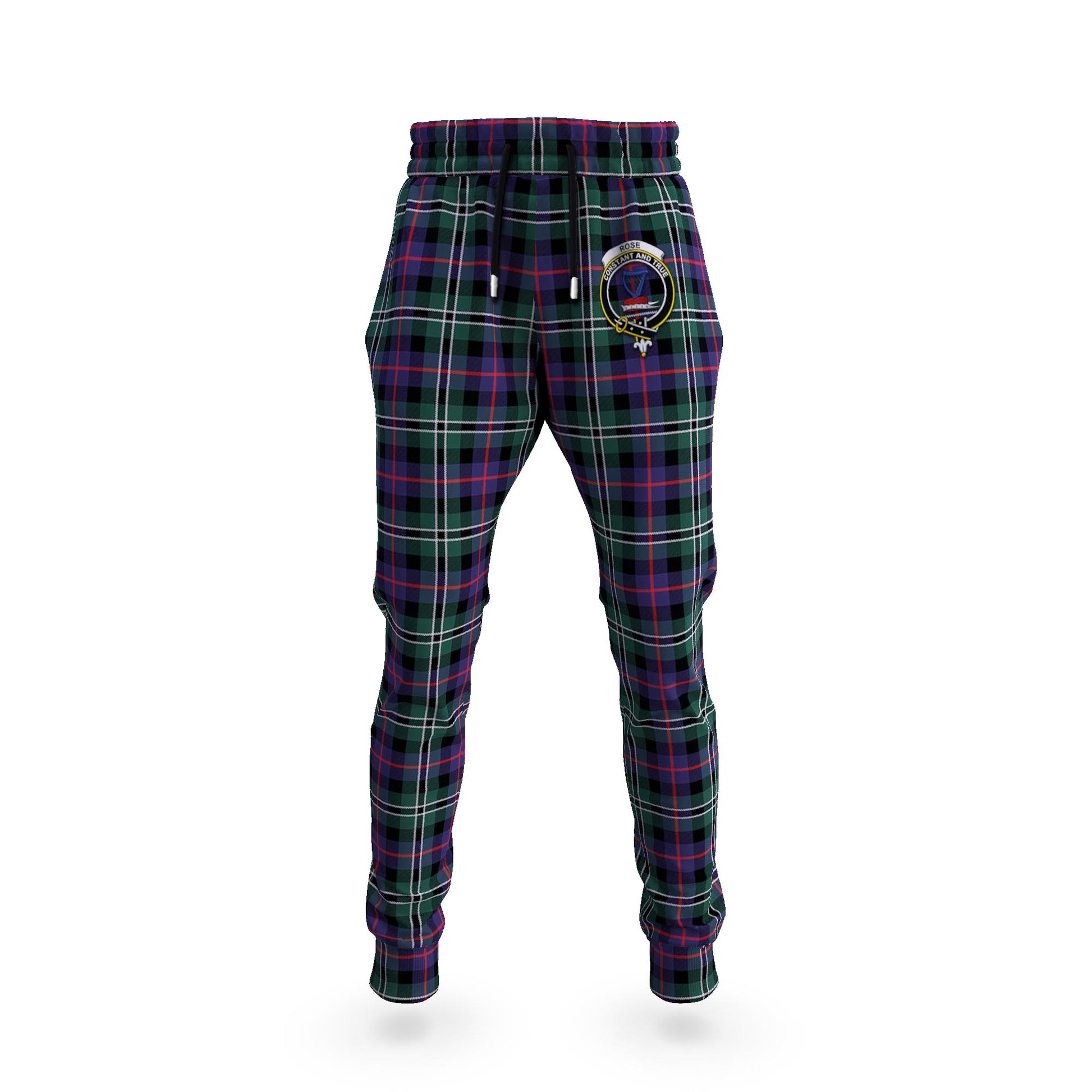 Rose Hunting Modern Tartan Joggers Pants with Family Crest - Tartanvibesclothing Shop