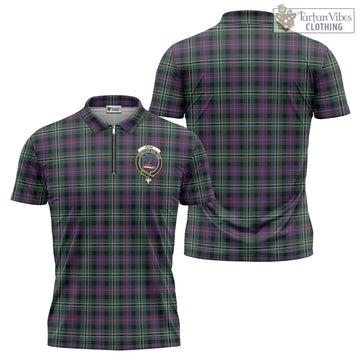 Rose Hunting Modern Tartan Zipper Polo Shirt with Family Crest